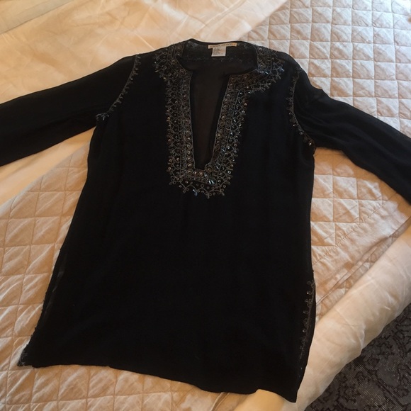 Black Sheer Beaded Tunic