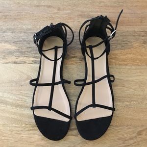 Jcrew Black Suede Skinny Strap Gladiator Sandals