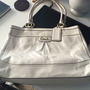 White leather Coach bag