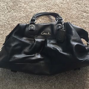 Black leather coach bag
