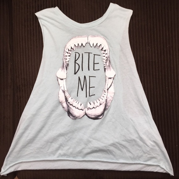 BITE ME shark sleeveless tank top
