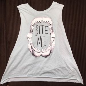BITE ME shark sleeveless tank top