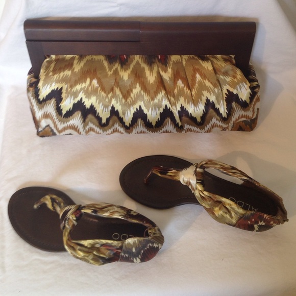 Bohemian Clutch and sandals from Aldo