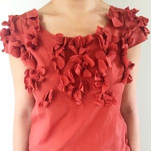 Orange Top With Ruffle Detail
