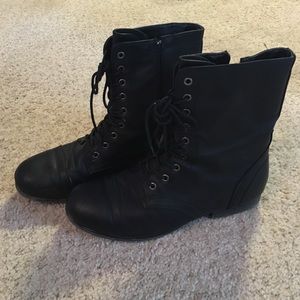 Black lace up combat boots