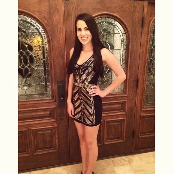 Black and gold Bebe bodycon
