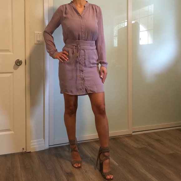 Purple shiffon long sleeve dress