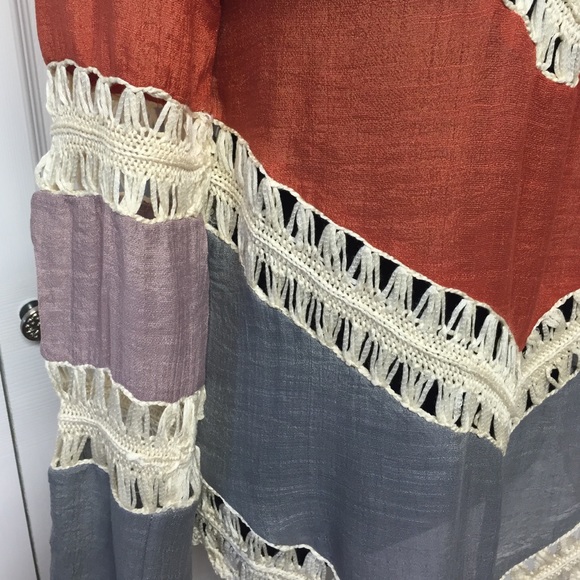 🆕 Boho Color Block Crochet Tunic - Picture 4 of 4