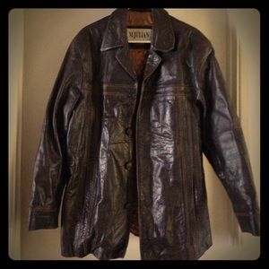Vintage Men's hipster brown leather Jacket
