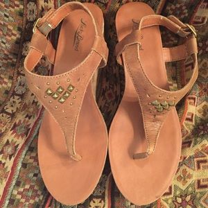 Lucky Brand Studded Wedge Leather Sandals 9