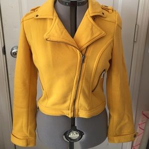 Mustard Fleece Moto Jacket