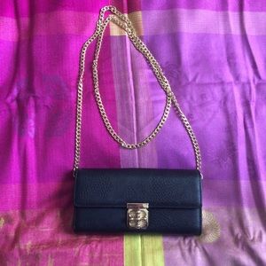 Black and Gold Crossbody Clutch Wallet