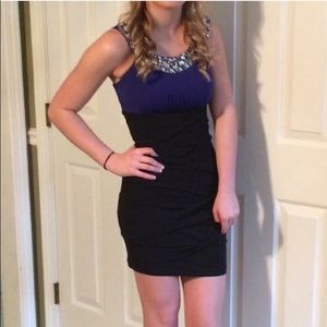 Black and royal blue formal dress