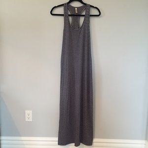 Cute Grey & Blue Striped Maxi Dress