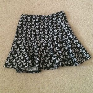 Black and white skirt with little birds and hearts