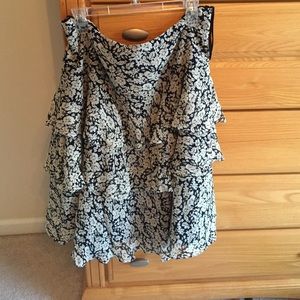 Ralph Lauren navy and white ruffled skirt