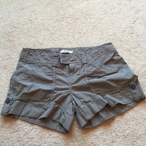 Gray and white pinstripe shorts