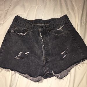 Black ripped jean shorts