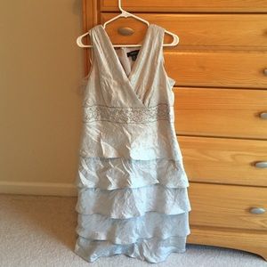 Silver ruffled formal dress