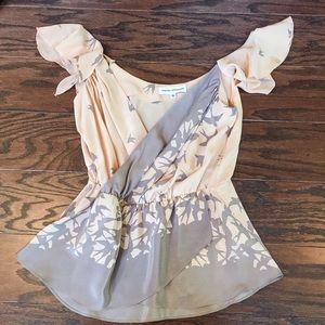 Amanda Uprichard pale pink silk cap sleeve top