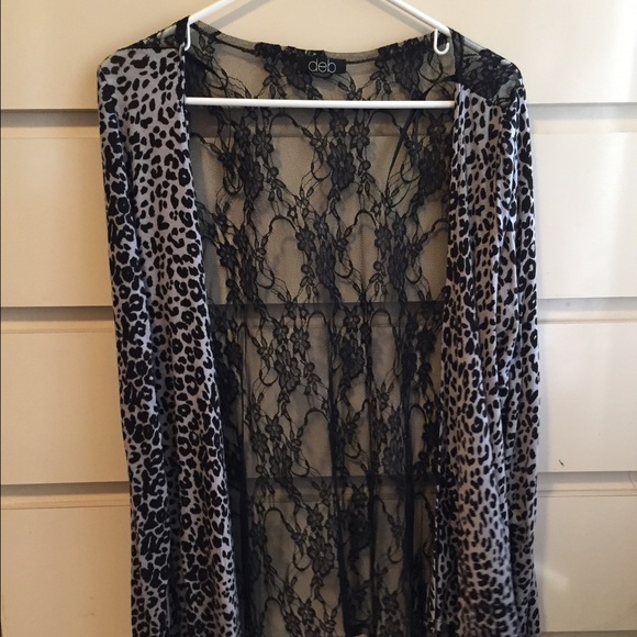 Deb Chetah and lace cardigan