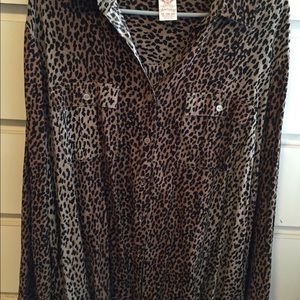Chetah print button down top