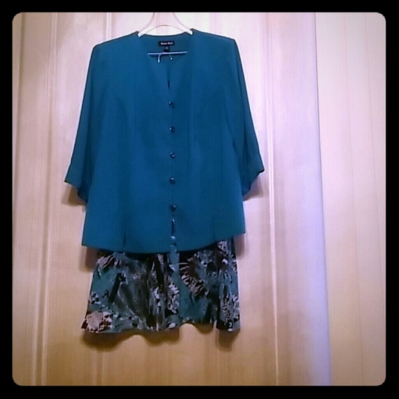 Teal skirt suit