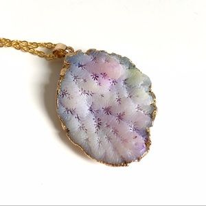 Gold-Plated Coral Pendant Necklace