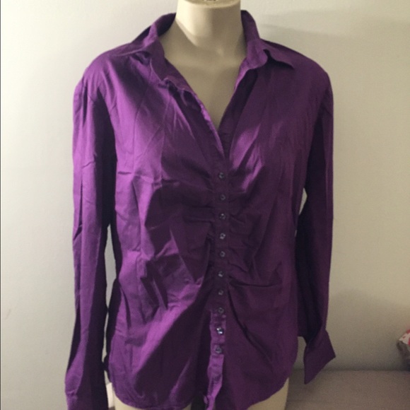 New York & Company purple button down long sleeve
