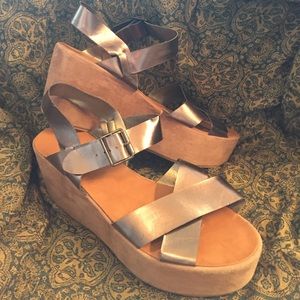New Urban Outfitters Metallic Platform Sandals 9