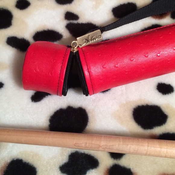 58" red Pool Stick with ostrich leather like case - Picture 4 of 7