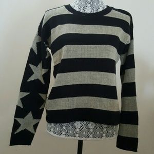 Wet seal tan black striped sweater top stars new