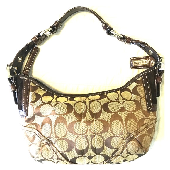 Coach Signature Brown Hobo Purse Braided Handle