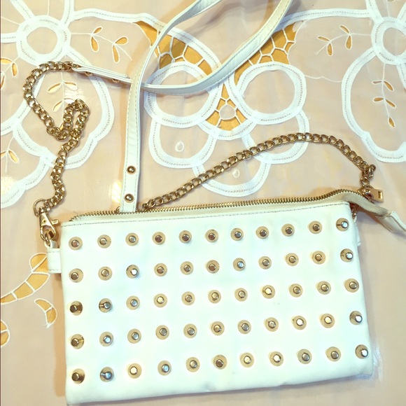 Forever 21 White; Gold Studded Crossbody Bag