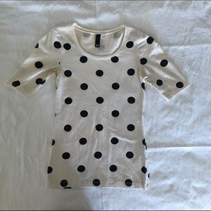H&M Black and White Polka Dot Top Size 2