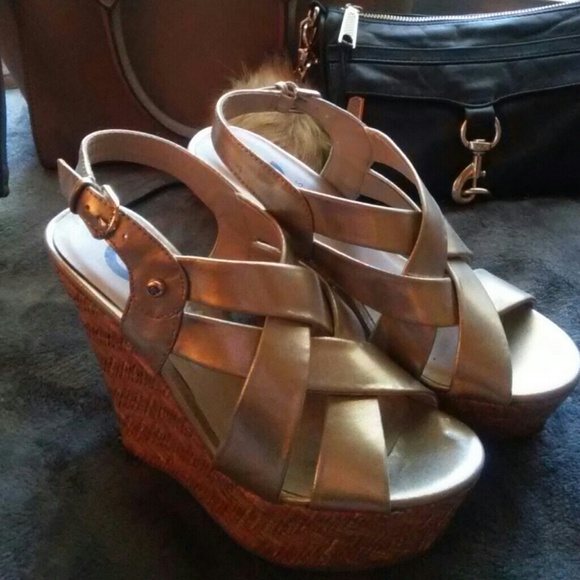 Guess Gold Wedges - worn once !!