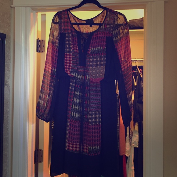 Greylin long sleeve tie wait dress