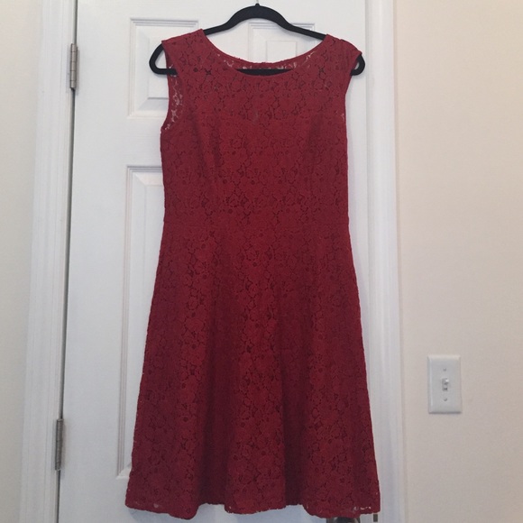 White House Black Market Rust Red Lace Dress