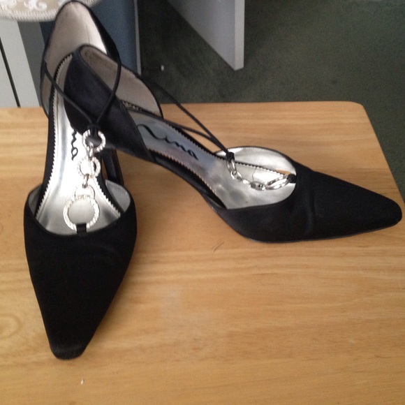 Nina Black Heel with Rhinestone Bling
