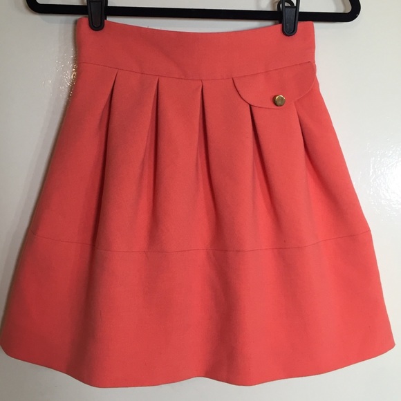 Coral Mini Skirt with Gold Button Detail! - Picture 1 of 3
