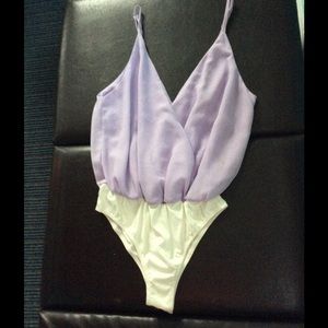 Lavender deep v body suit