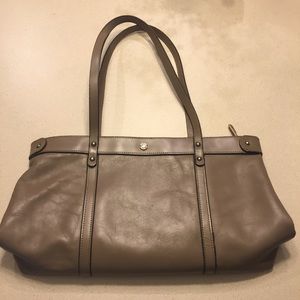 Dark beige classic handbag with lion logo