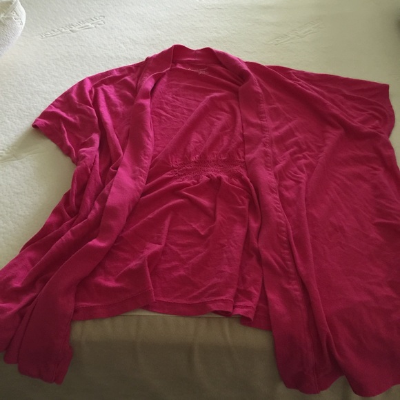 Short Sleeve Cotton Cardigan Pink