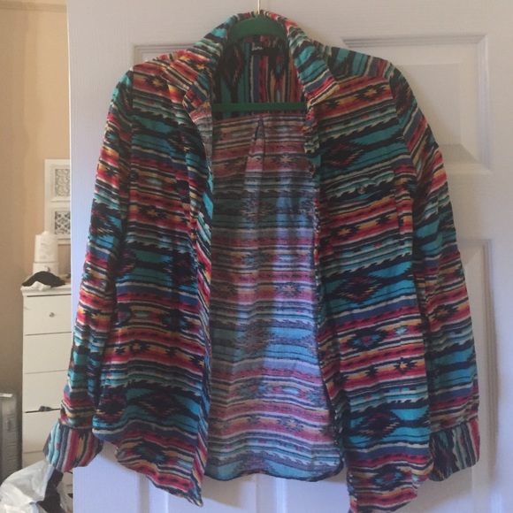 BDG Aztec print flannel button down