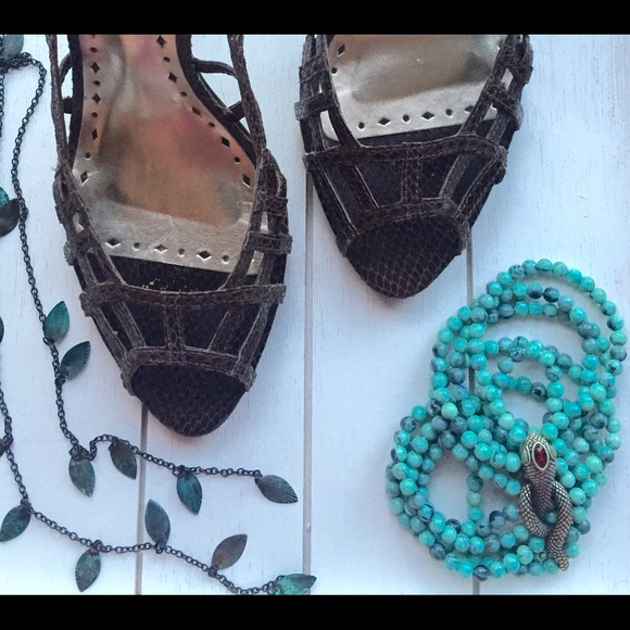 BCBG Girls Strappy Brown Snakeskin Heel