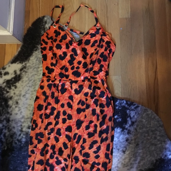 Orange Leopard long jumpsuit