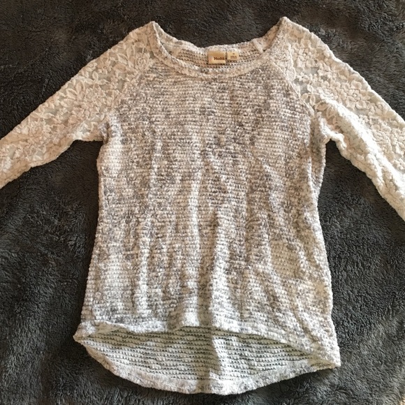 Mudd lace girls grey and white shirt