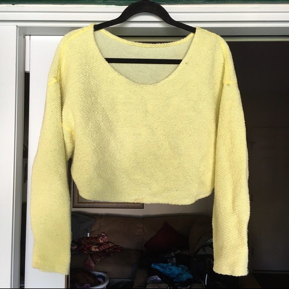 American Apparel Lemon Knit Long Sleeve Crop Top