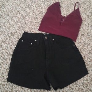 Vintage High Waisted Black Shorts