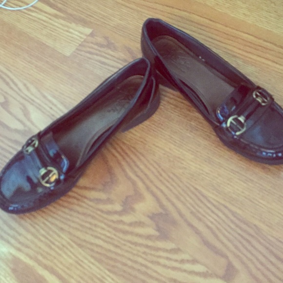 Black Loafers with gold buckle